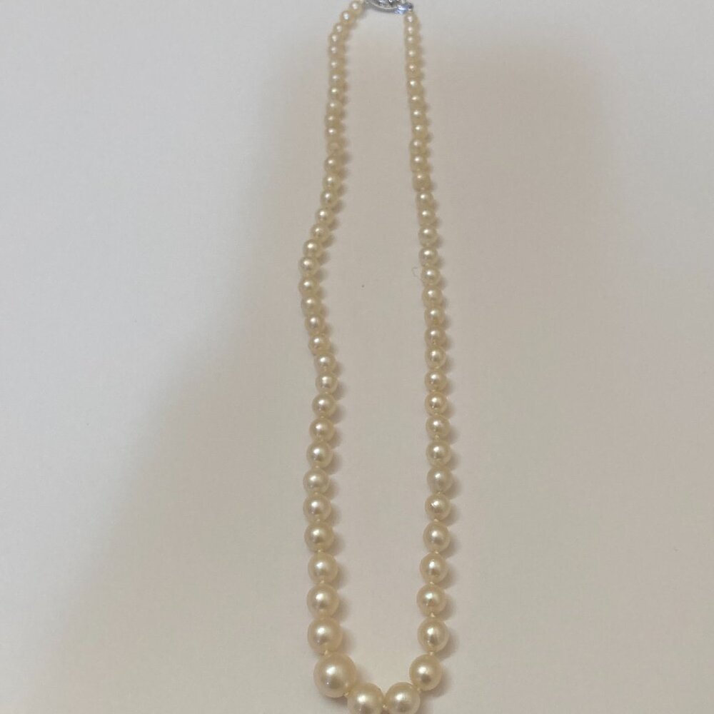14K White Gold Graduated Cultured Pearl Necklace 15" Girls - Picture 6 of 8